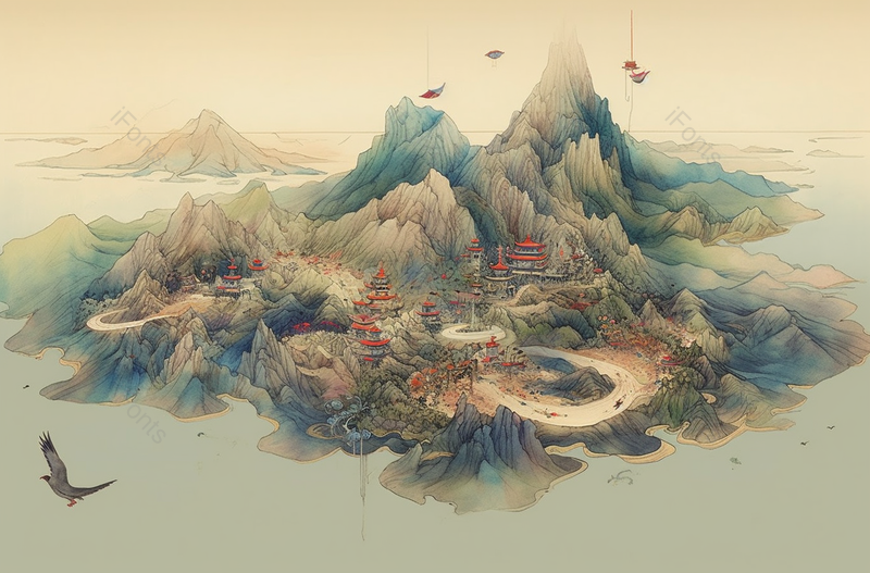 地形水彩画中国风背景,插画/手绘图,插画/手绘图库,插画/手绘图下载,插画/手绘